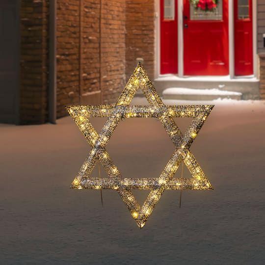 LED Lighted Sequined Star of David Hanukkah Outdoor Decoration - 36" By Northlight in Silver | Michaels®